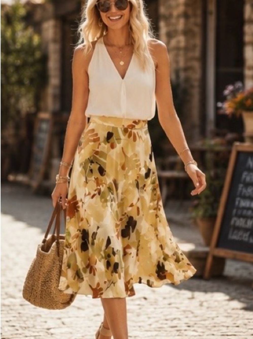 Vintage Norton McNaughton Abstract Botanical Midi Skirt Resort Cottagecore Boho